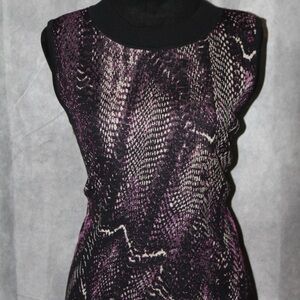 St. John Black and Purple Patterned Knit Top